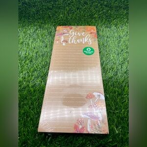 CLEMENTINE Give Thanks Floral Autumnal Mushroom Magnetic Notepad, NWT